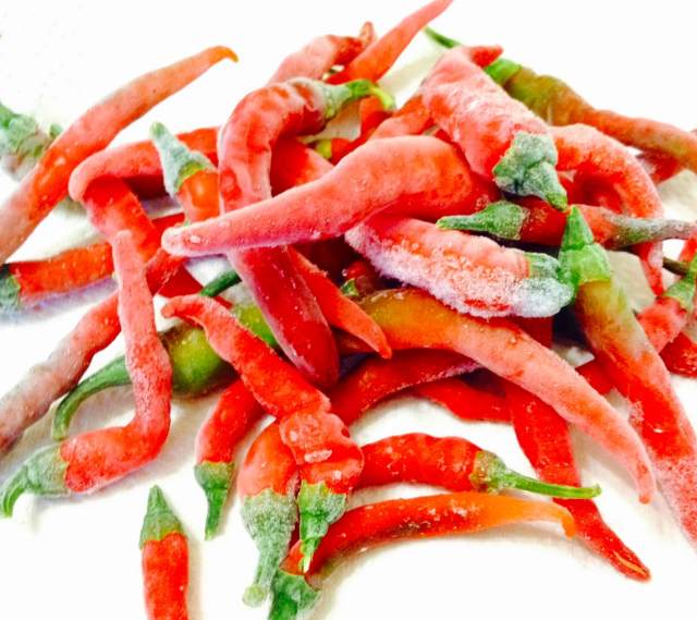 Hot Peppers can easily be frozen for later use 